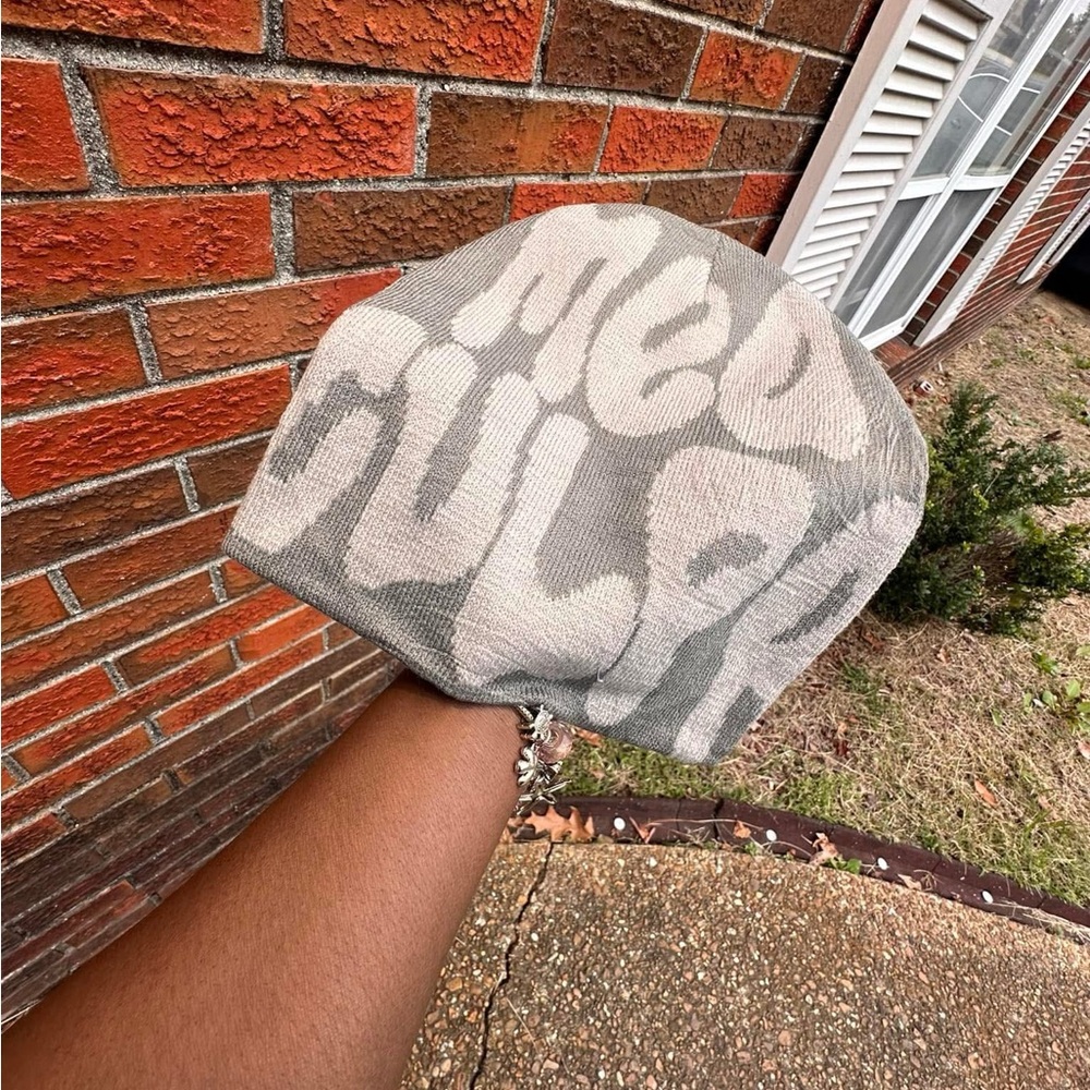 Gray and White Beanie